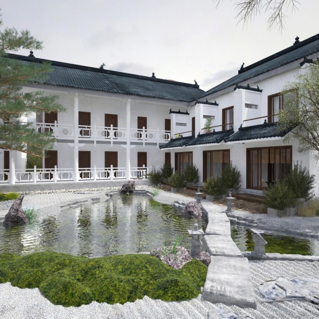  新中式古建园林3D模型